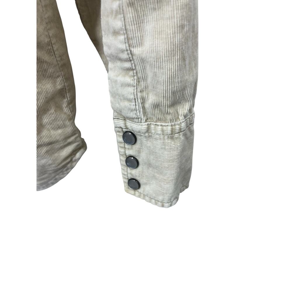 Corduroy Western Pearl Snap Button Up Shirt Beige Long Sleeve Mens XL Ivory - Picture 7 of 8